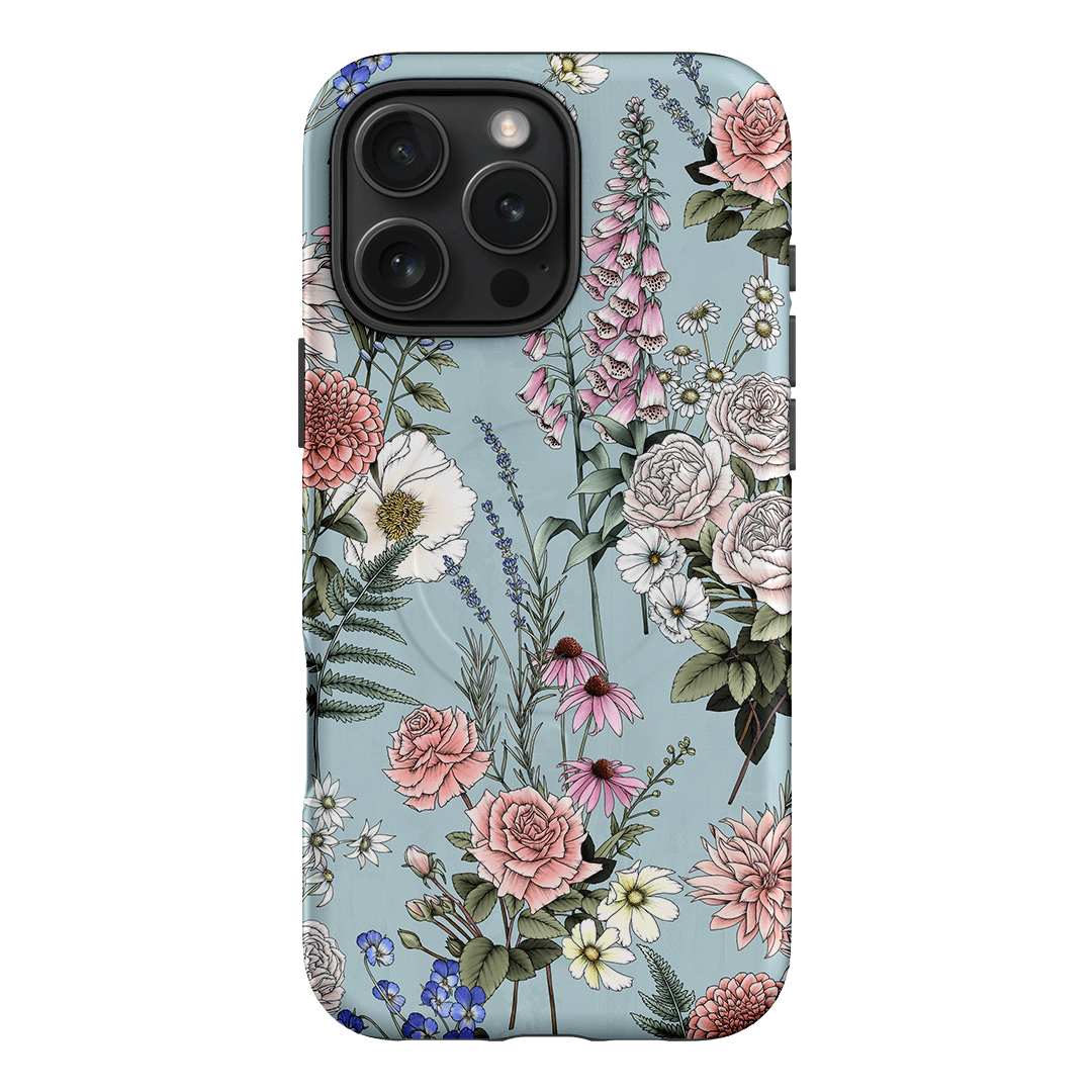 Garden Party Blue Printed Phone Cases iPhone 16 Pro Max / Armoured MagSafe by Typoflora - The Dairy