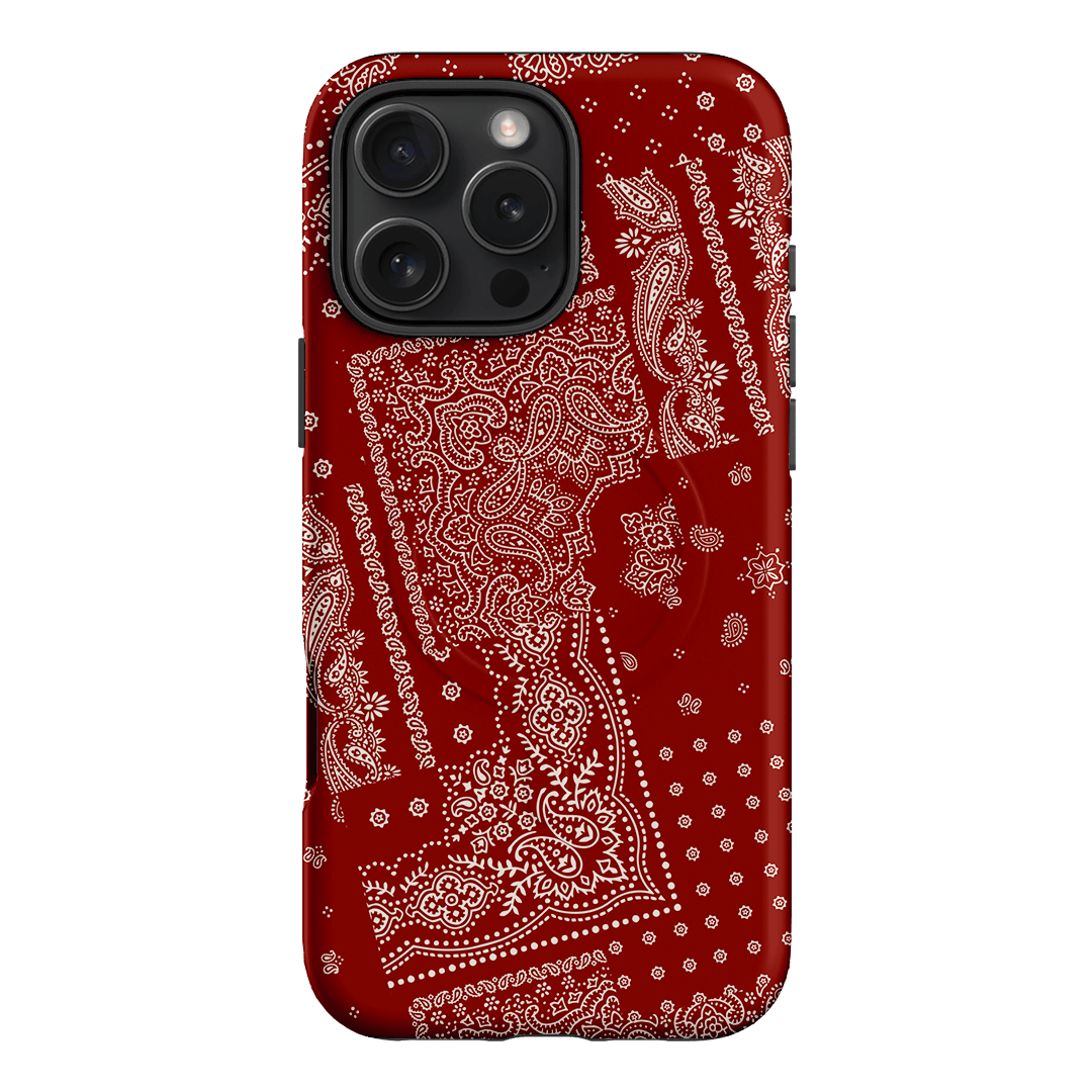 Paisley Crimson Printed Phone Cases iPhone 16 Pro Max / Armoured MagSafe by The Dairy - The Dairy
