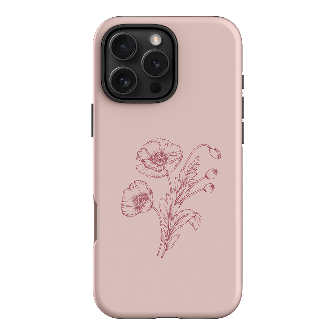 Blush Poppies Printed Phone Cases iPhone 16 Pro Max / Armoured by Typoflora - The Dairy