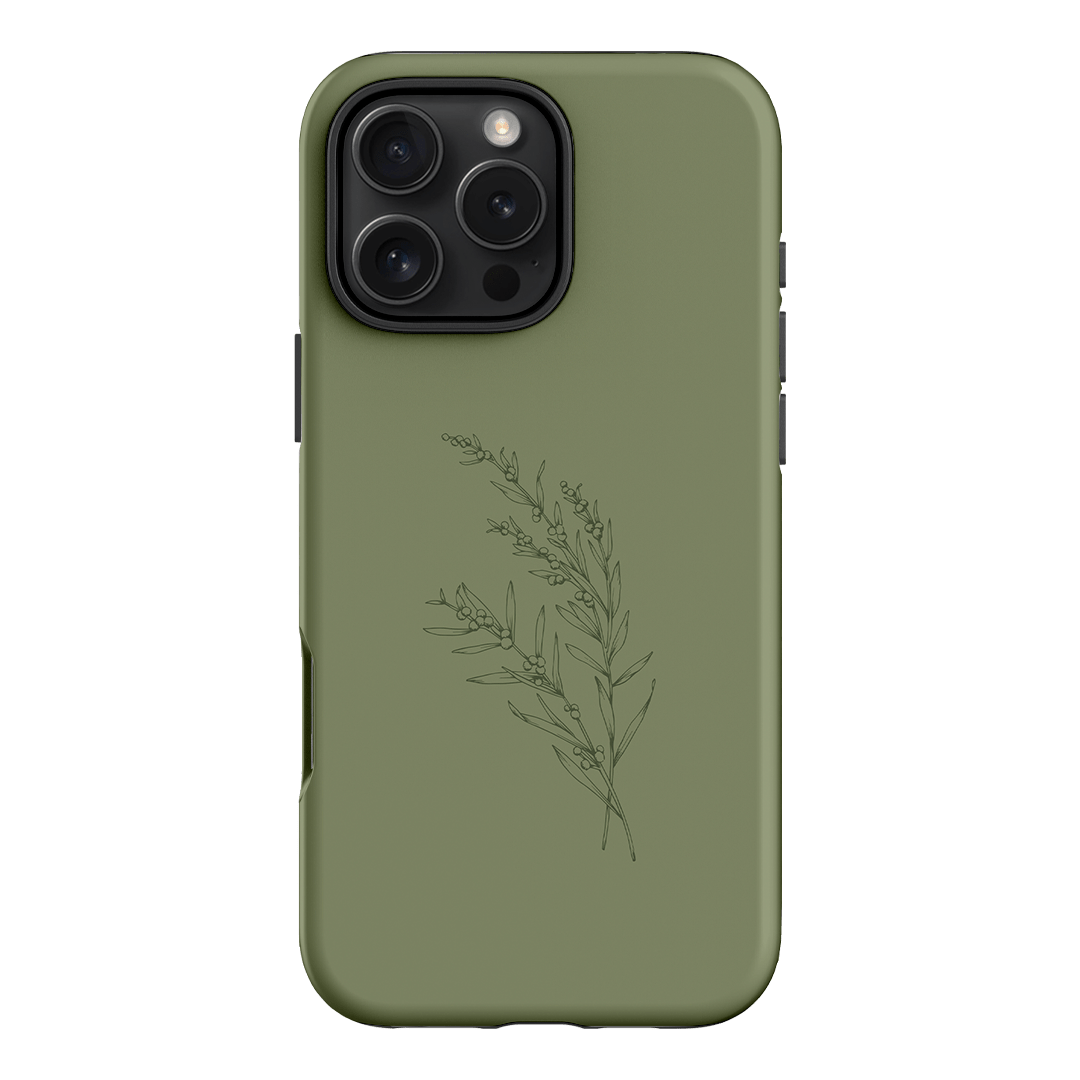 Khaki Wattle Printed Phone Cases iPhone 16 Pro Max / Armoured by Typoflora - The Dairy