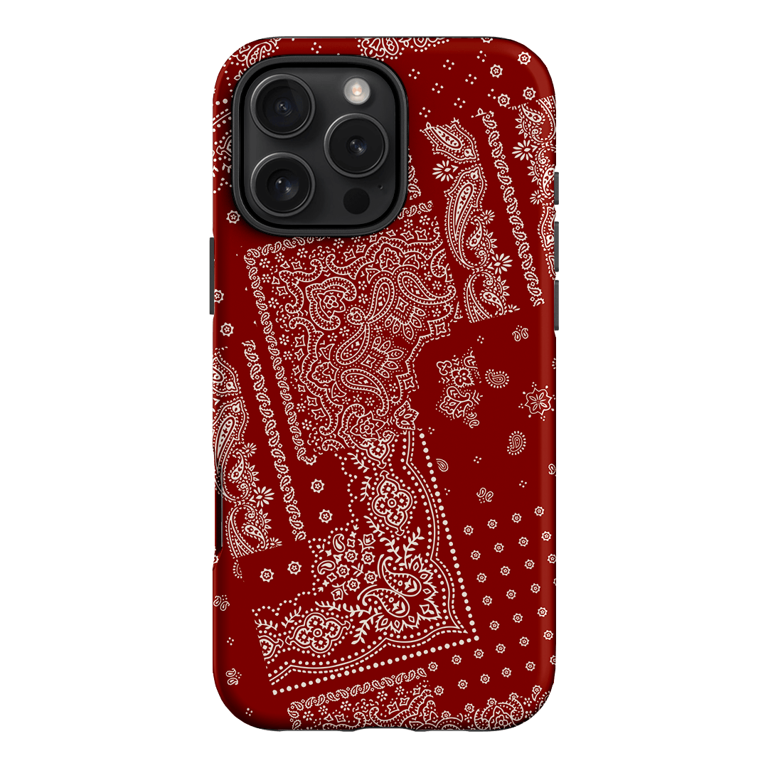 Paisley Crimson Printed Phone Cases iPhone 16 Pro Max / Armoured by The Dairy - The Dairy
