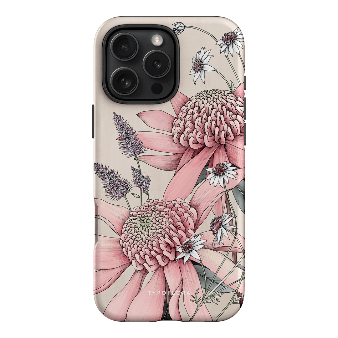 Pink Waratah Printed Phone Cases iPhone 16 Pro Max / Armoured by Typoflora - The Dairy