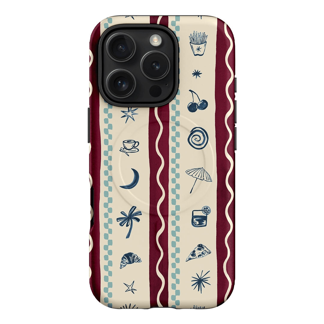 Summer Snacks Burgundy Printed Phone Cases iPhone 16 Pro / Armoured MagSafe by Charlie Taylor - The Dairy