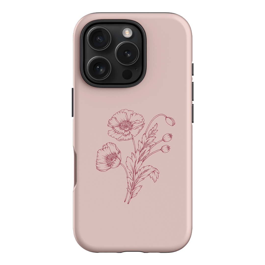 Blush Poppies Printed Phone Cases iPhone 16 Pro / Armoured by Typoflora - The Dairy