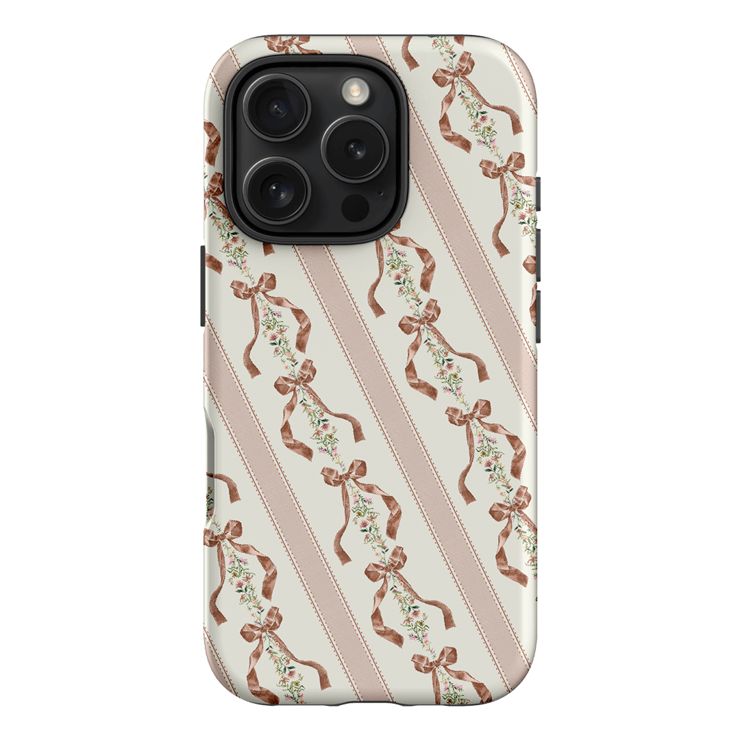 Bow Stripe Printed Phone Cases iPhone 16 Pro / Armoured by Veronica Tucker - The Dairy