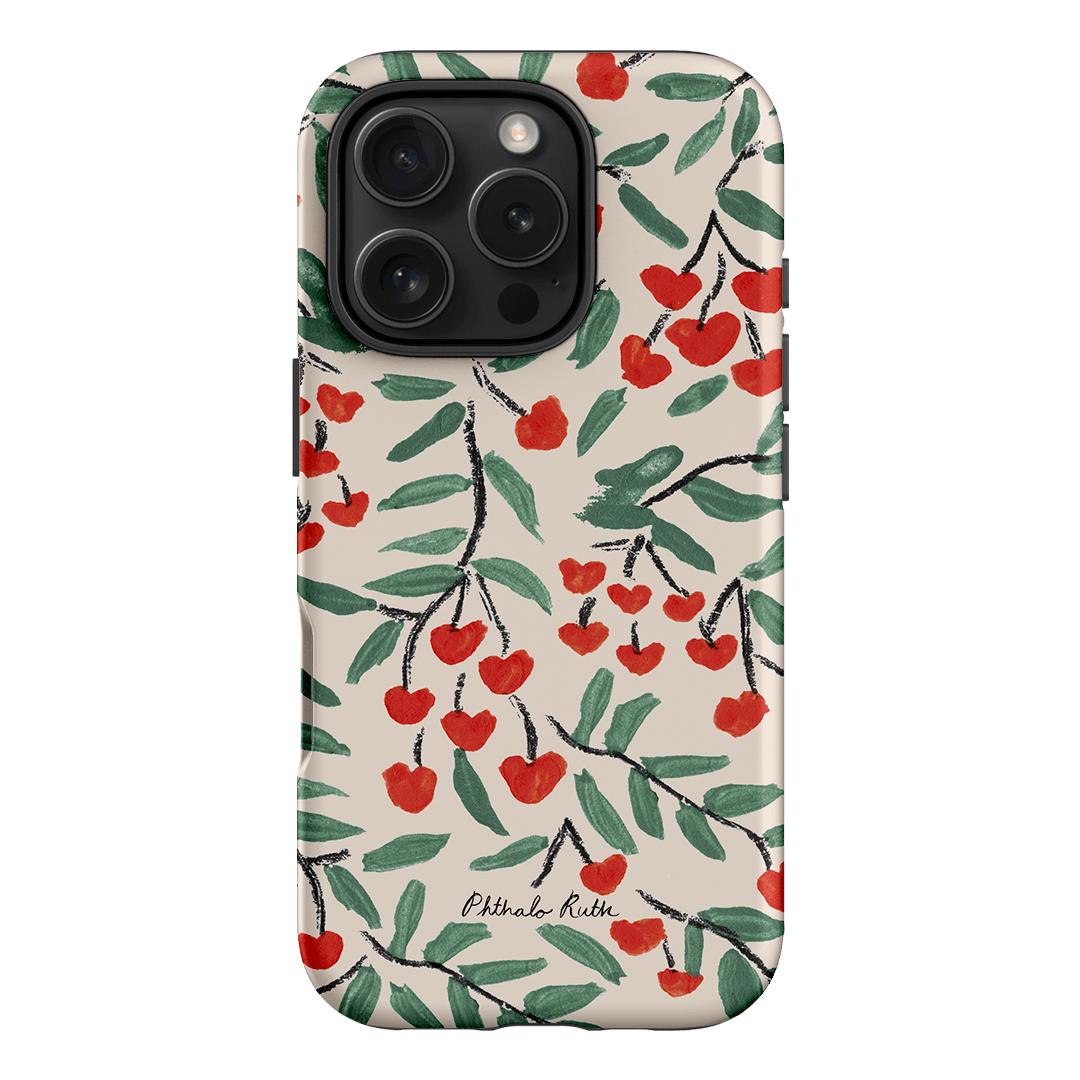 Cherry Love Printed Phone Cases iPhone 16 Pro / Armoured by Phthalo Ruth - The Dairy