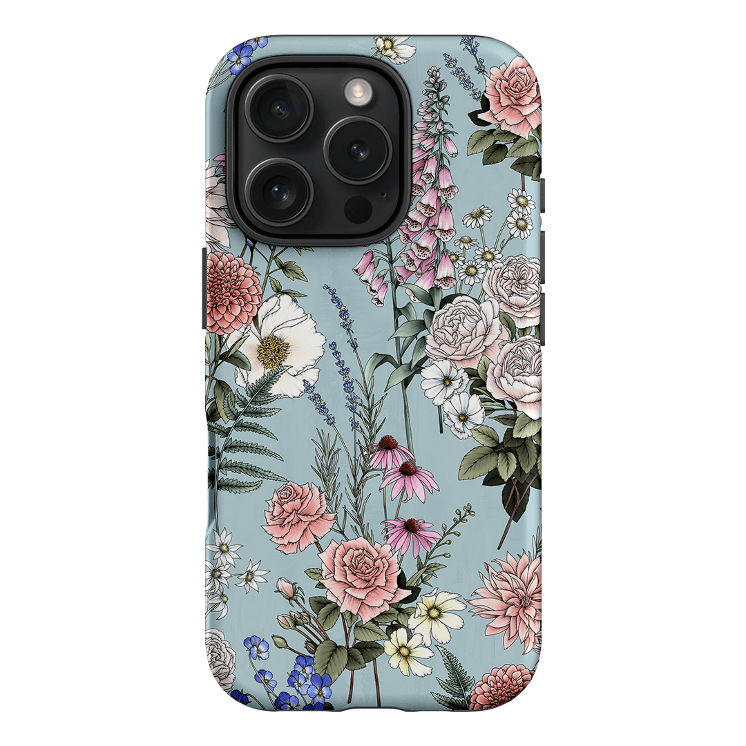 Garden Party Blue Printed Phone Cases iPhone 16 Pro / Armoured by Typoflora - The Dairy