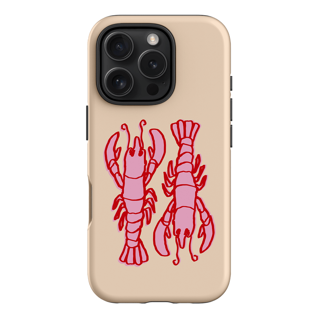 Lobster Love Peach Printed Phone Cases iPhone 16 Pro / Armoured by The Dairy - The Dairy