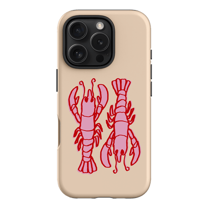 Lobster Love Peach Printed Phone Cases iPhone 16 Pro / Armoured by The Dairy - The Dairy