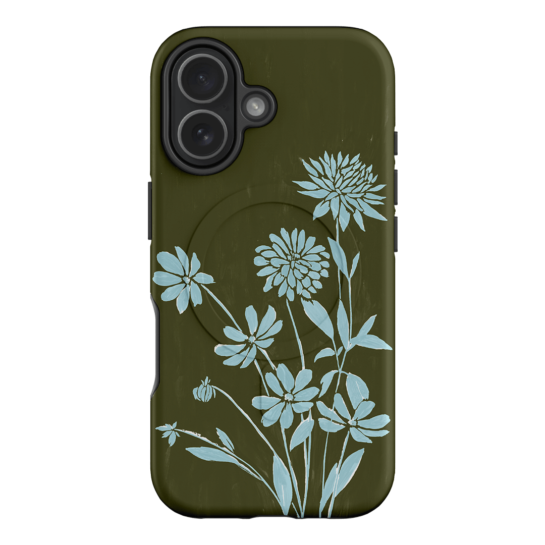 Dahlia Khaki Printed Phone Cases iPhone 17 / Armoured MagSafe by Typoflora - The Dairy