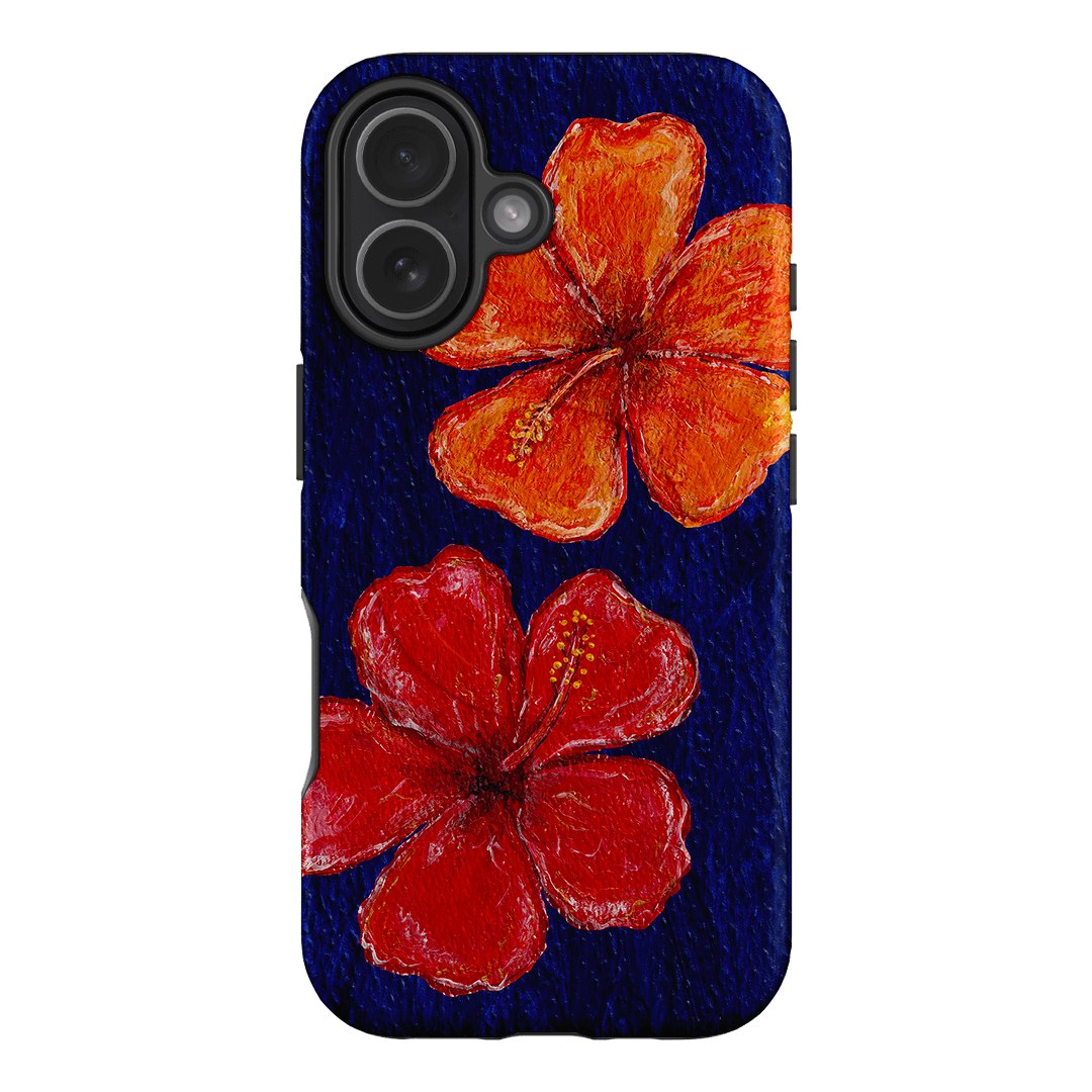 Hibiscus Flower Deep Blue Printed Phone Cases iPhone 17 / Armoured MagSafe by BG. Studio - The Dairy