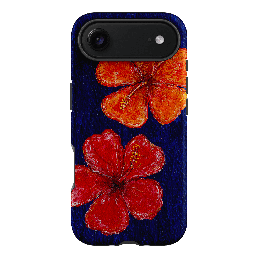 Hibiscus Flower Deep Blue Printed Phone Cases iPhone 17 Air / Armoured MagSafe by BG. Studio - The Dairy