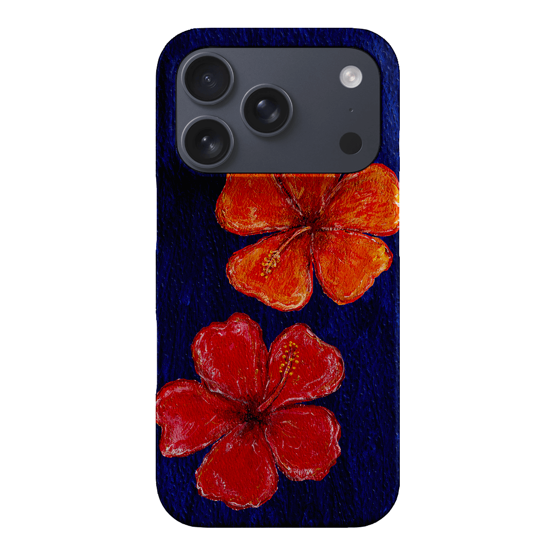 Hibiscus Flower Deep Blue Printed Phone Cases iPhone 17 Pro / Snap by BG. Studio - The Dairy