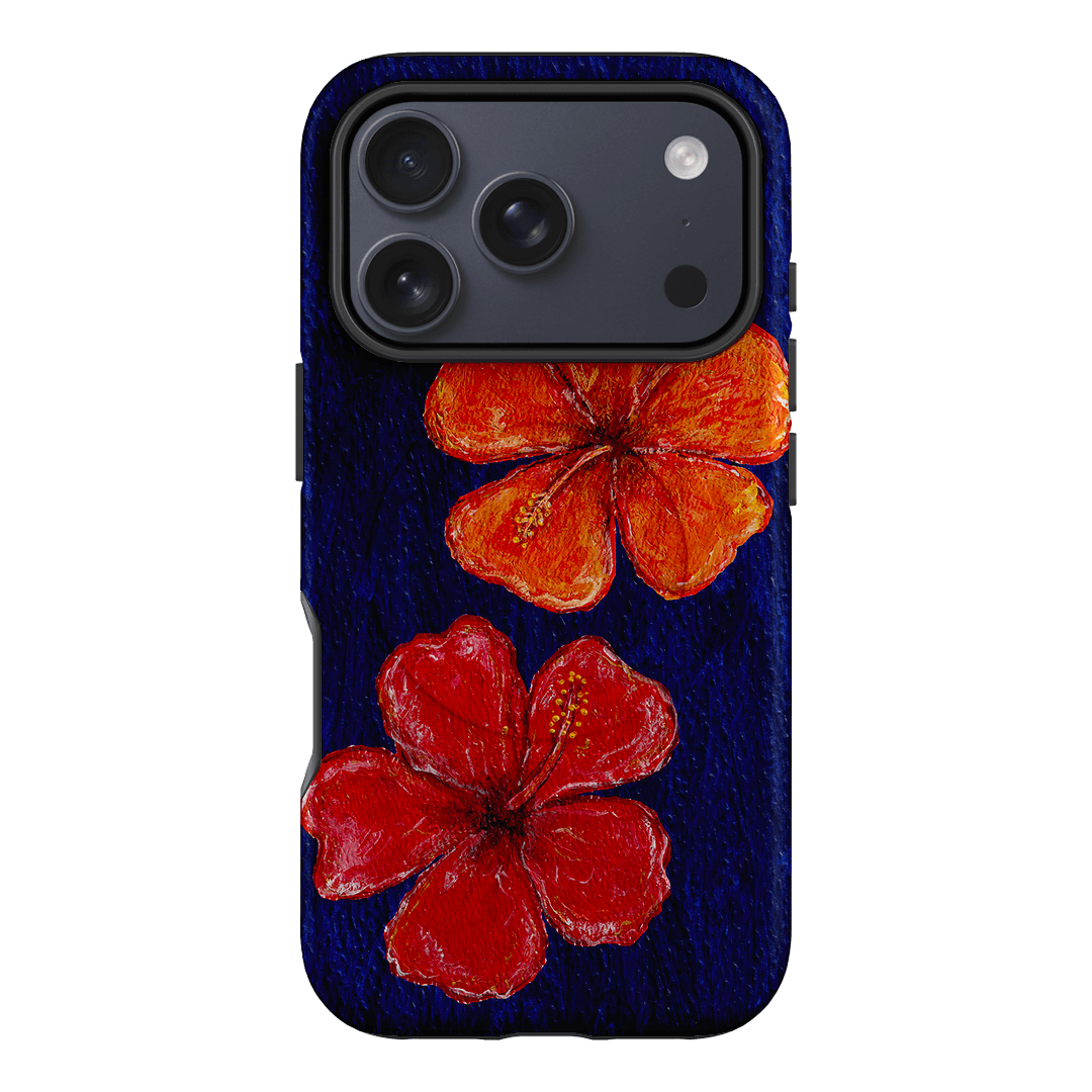 Hibiscus Flower Deep Blue Printed Phone Cases iPhone 17 Pro / Armoured MagSafe by BG. Studio - The Dairy