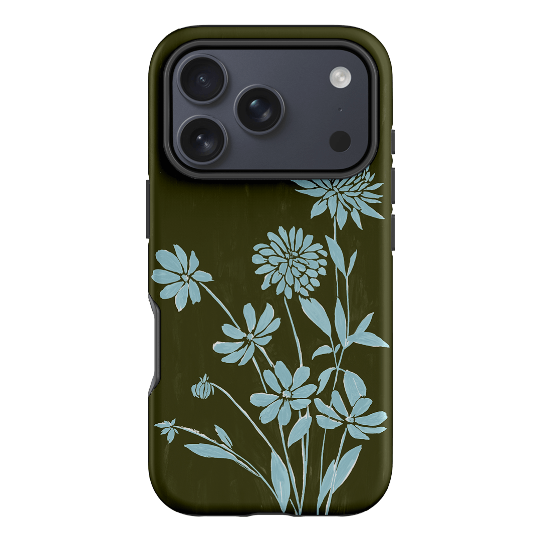 Dahlia Khaki Printed Phone Cases iPhone 17 Pro / Armoured by Typoflora - The Dairy