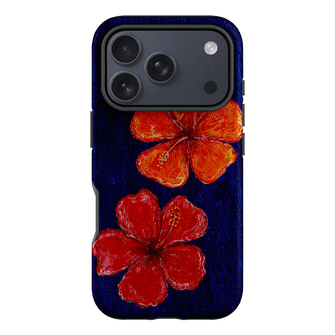 Hibiscus Flower Deep Blue Printed Phone Cases iPhone 17 Pro / Armoured by BG. Studio - The Dairy