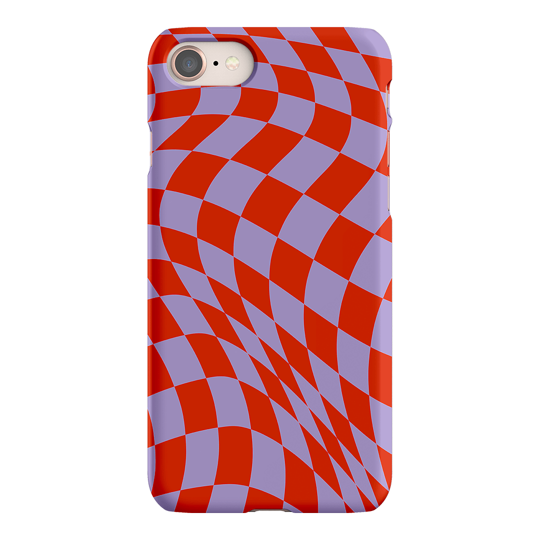 Wavy Check Scarlet on Lilac Matte Case Matte Phone Cases iPhone 8 / Snap by The Dairy - The Dairy