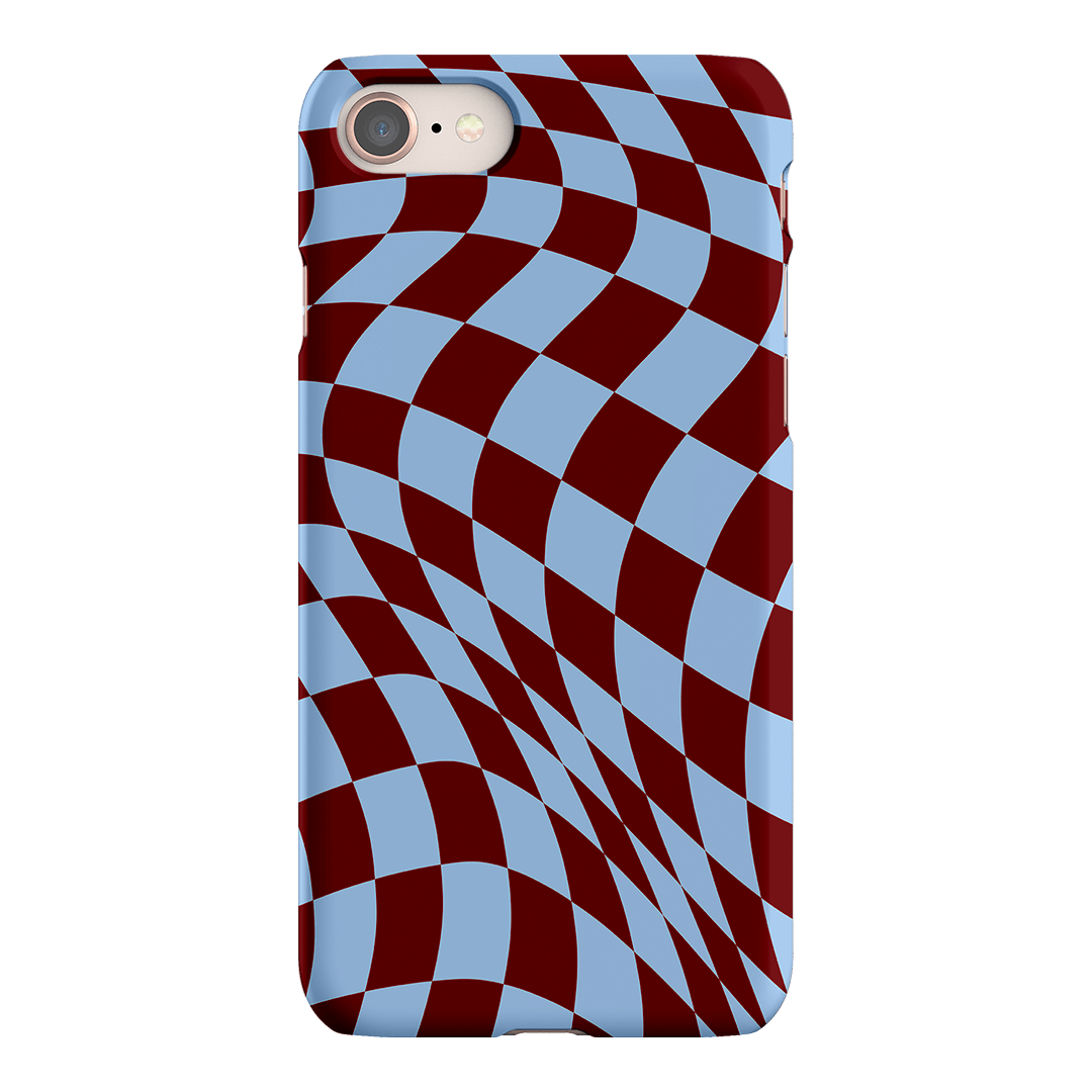 Wavy Check Sky on Maroon Matte Case Matte Phone Cases iPhone 8 / Snap by The Dairy - The Dairy