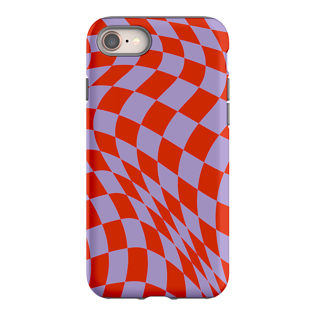 Wavy Check Scarlet on Lilac Matte Case Matte Phone Cases iPhone 8 / Armoured by The Dairy - The Dairy