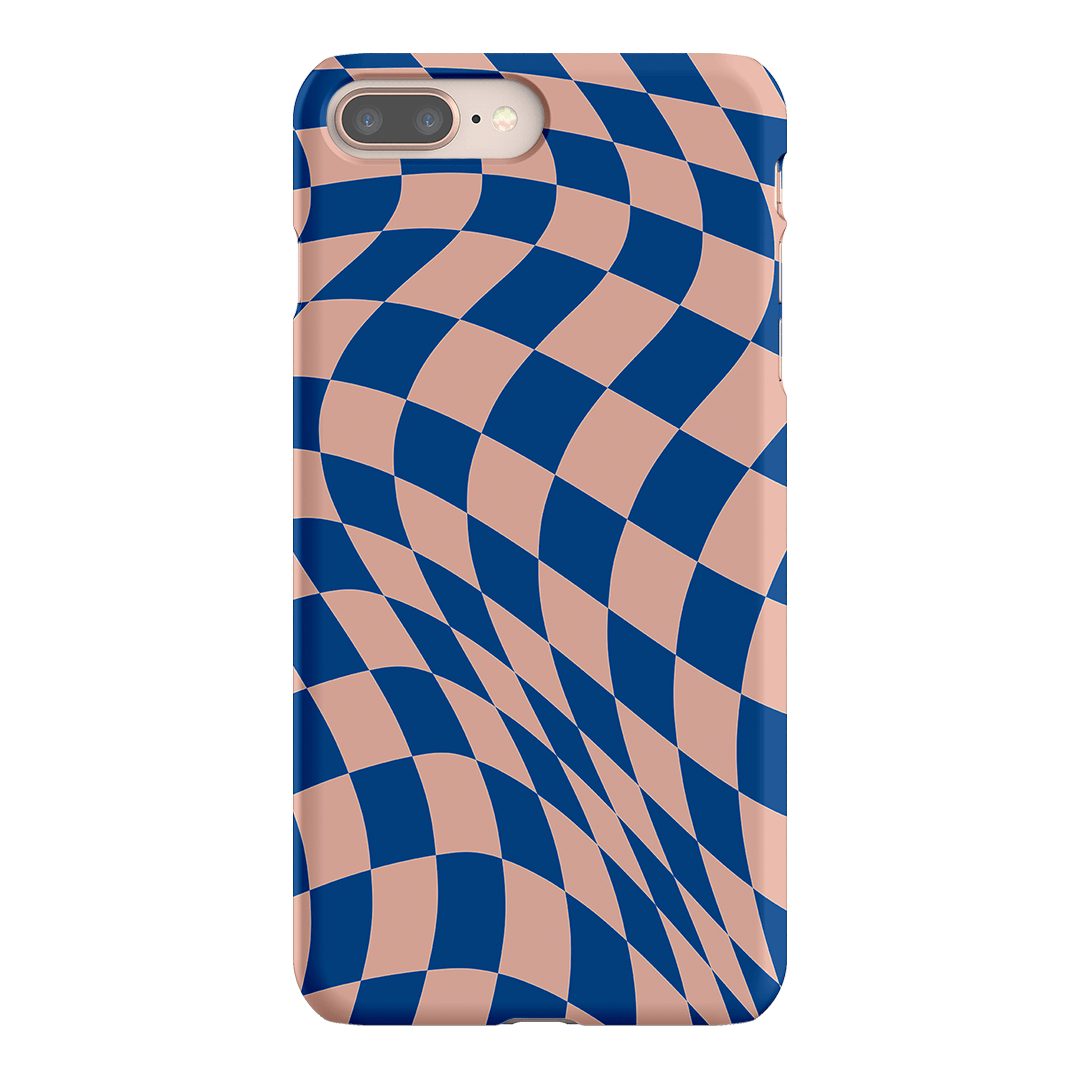 Wavy Check Cobalt on Blush Matte Case Matte Phone Cases iPhone 8 Plus / Snap by The Dairy - The Dairy