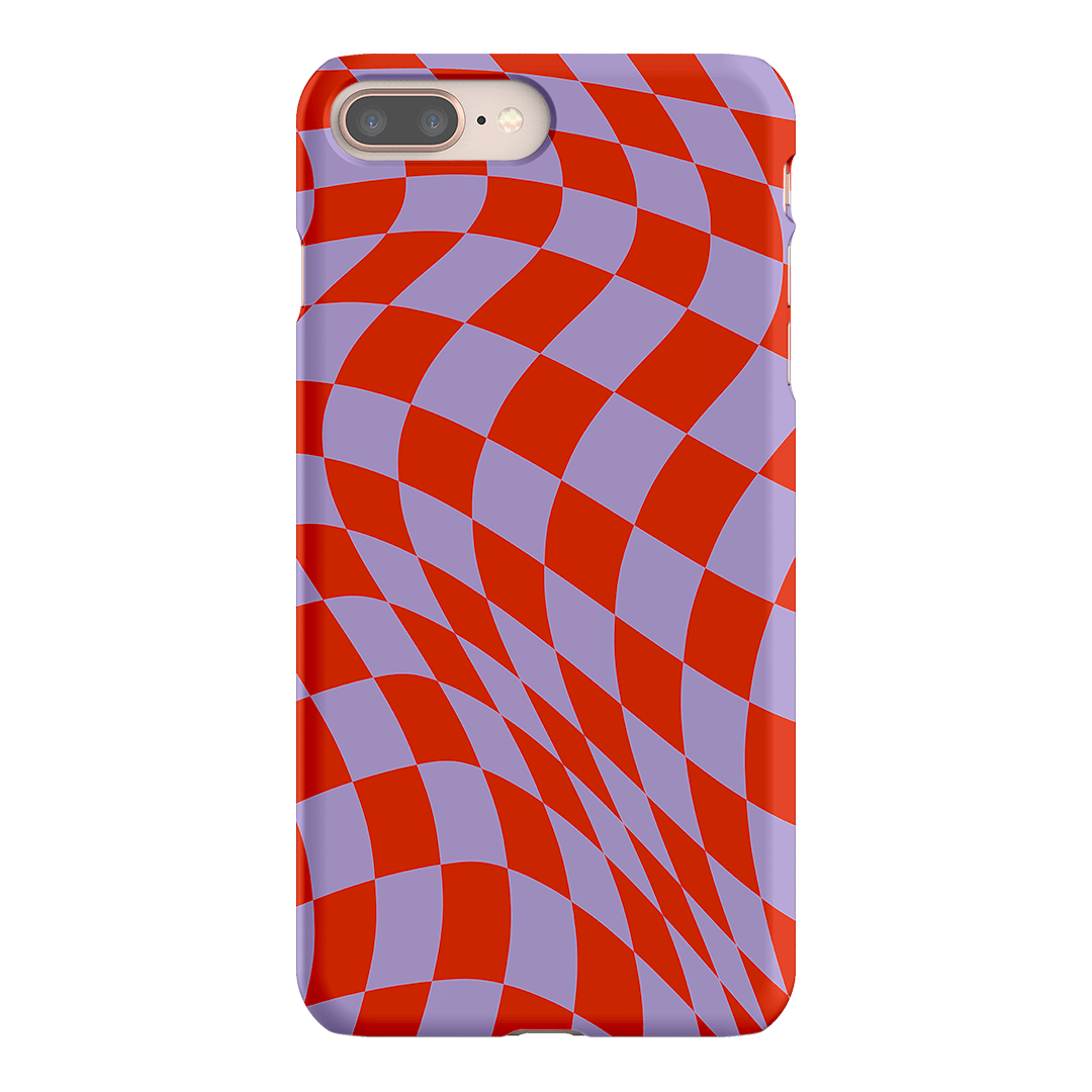 Wavy Check Scarlet on Lilac Matte Case Matte Phone Cases iPhone 8 Plus / Snap by The Dairy - The Dairy