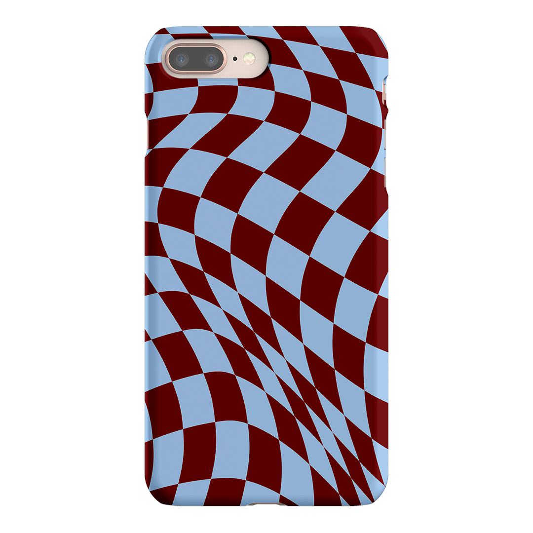 Wavy Check Sky on Maroon Matte Case Matte Phone Cases iPhone 8 Plus / Snap by The Dairy - The Dairy
