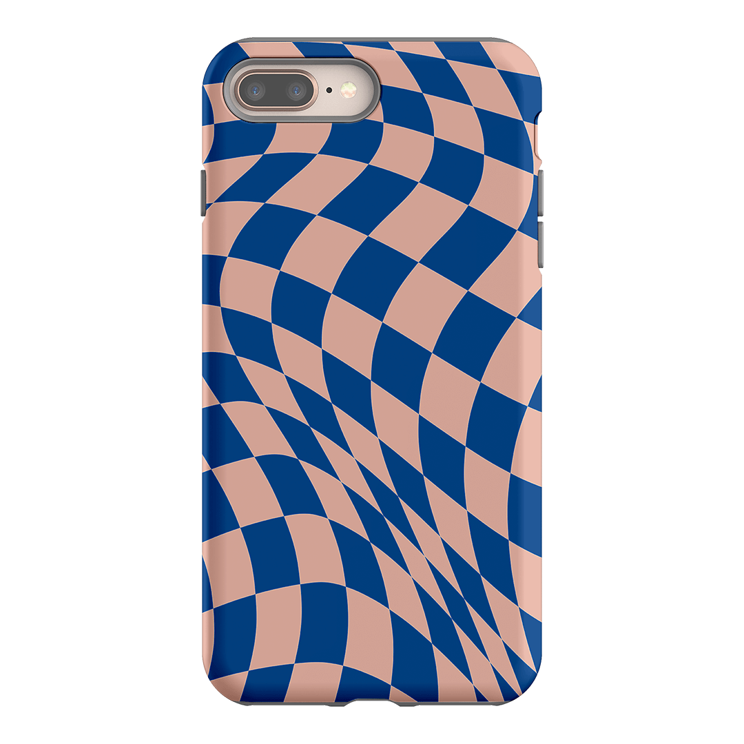 Wavy Check Cobalt on Blush Matte Case Matte Phone Cases iPhone 8 Plus / Armoured by The Dairy - The Dairy