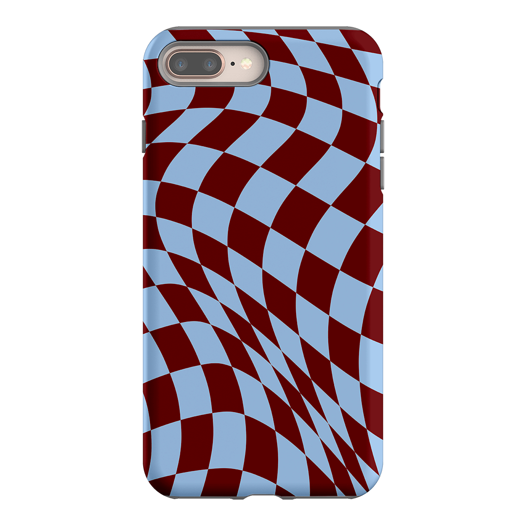 Wavy Check Sky on Maroon Matte Case Matte Phone Cases iPhone 8 Plus / Armoured by The Dairy - The Dairy