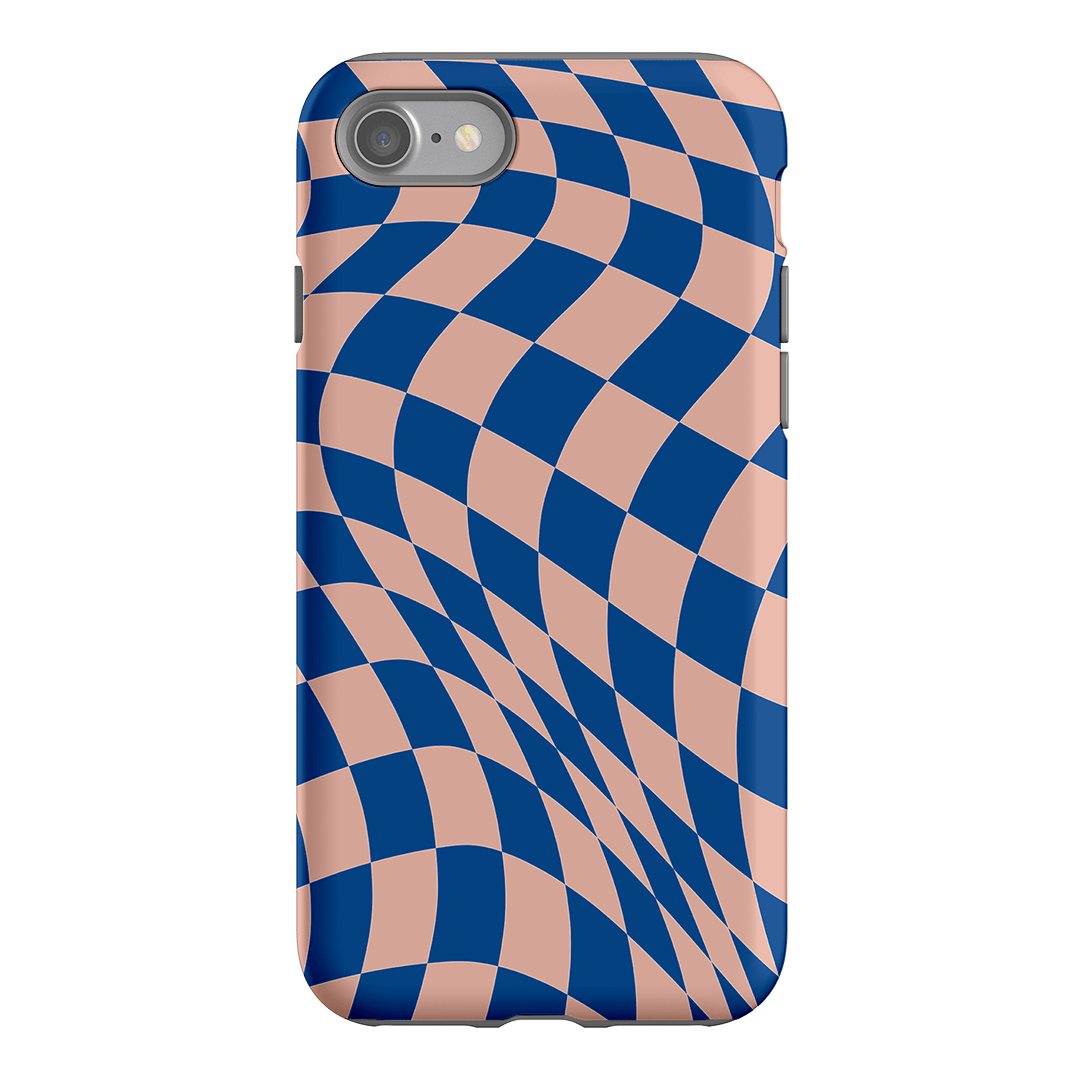 Wavy Check Cobalt on Blush Matte Case Matte Phone Cases iPhone SE / Armoured by The Dairy - The Dairy