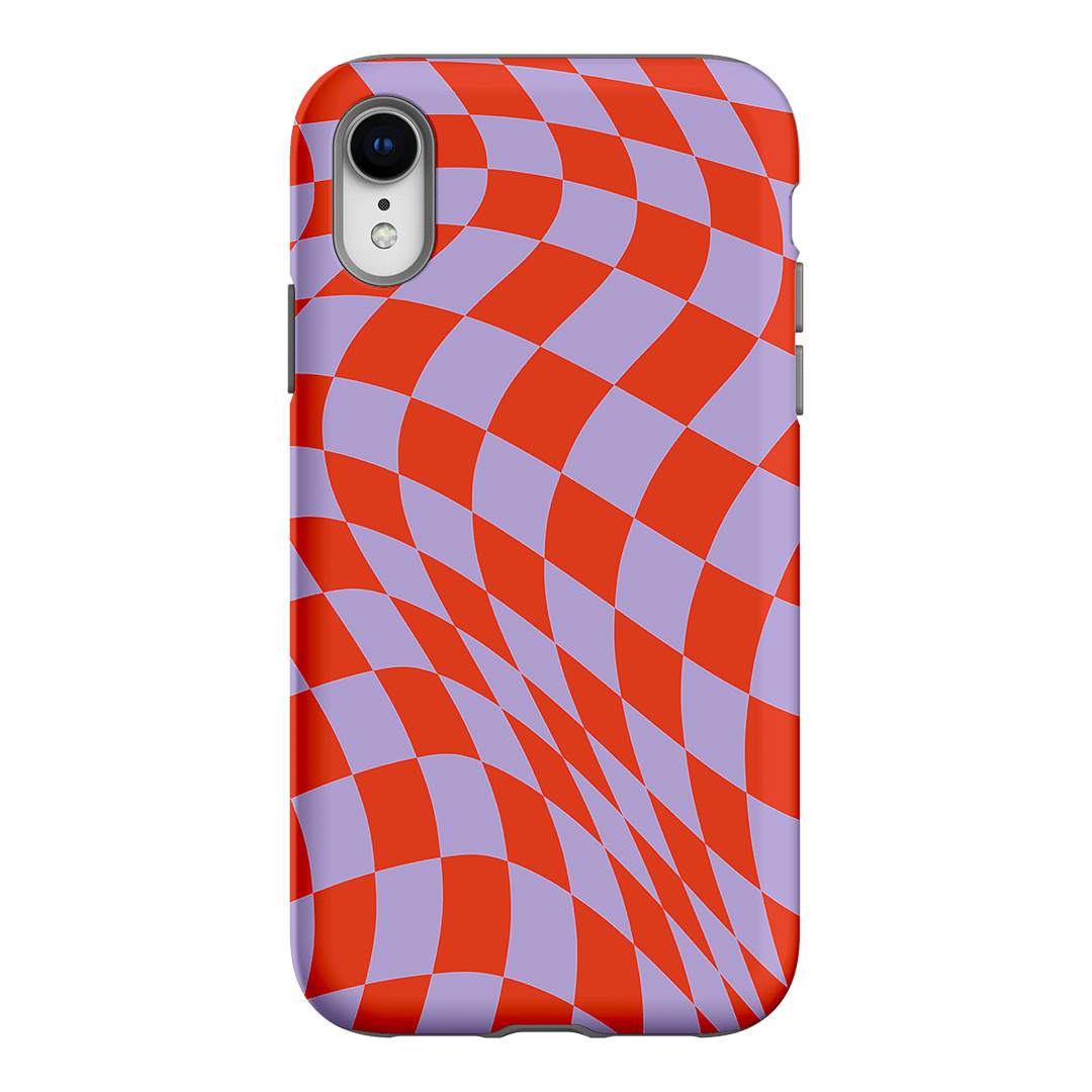 Wavy Check Scarlet on Lilac Matte Case Matte Phone Cases iPhone XR / Armoured by The Dairy - The Dairy