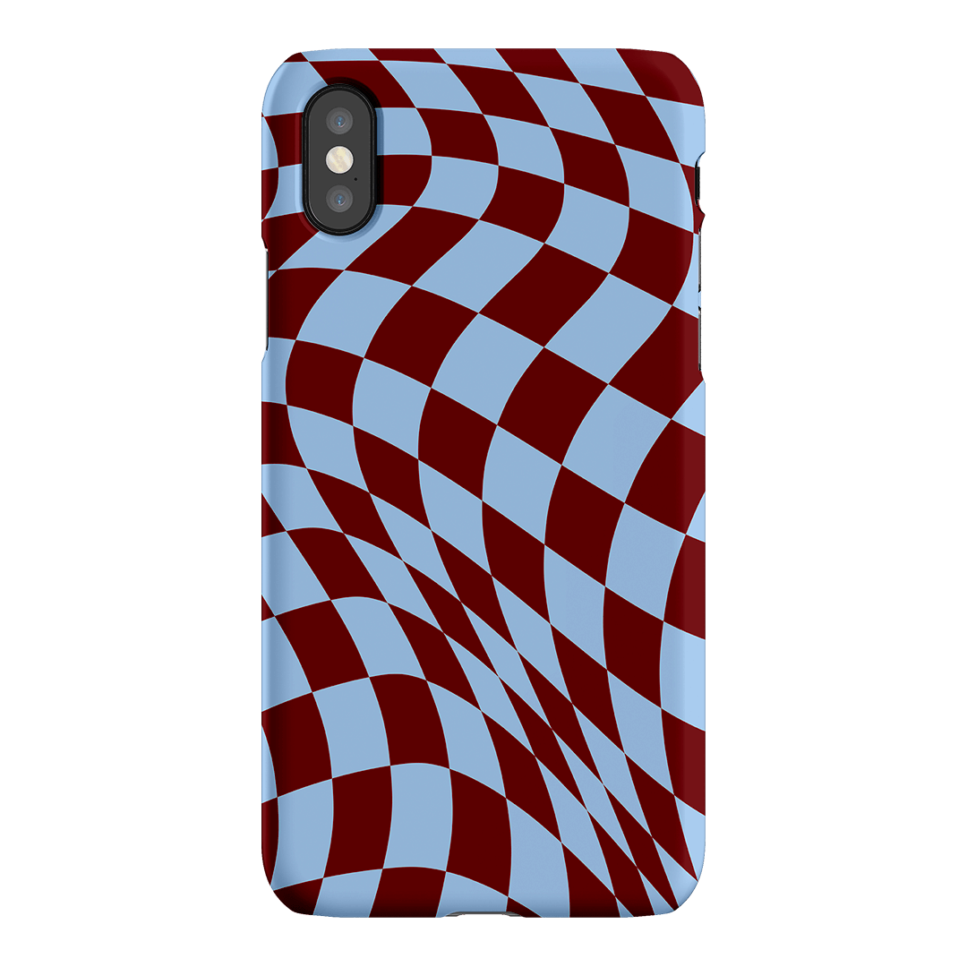 Wavy Check Sky on Maroon Matte Case Matte Phone Cases iPhone XS / Snap by The Dairy - The Dairy