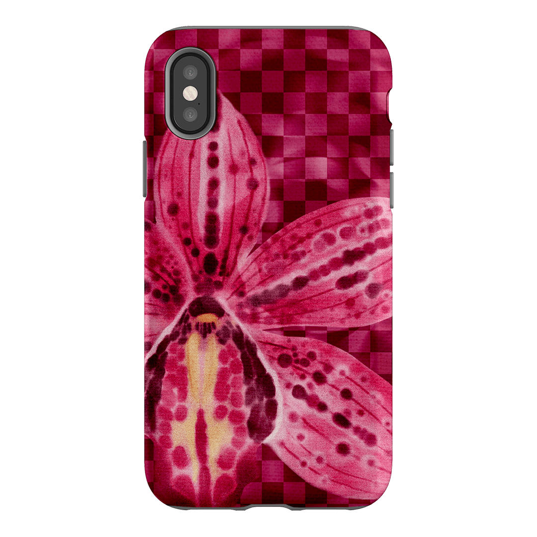 Check Orchid Printed Phone Cases iPhone XS / Armoured by Sally Hungerford - The Dairy