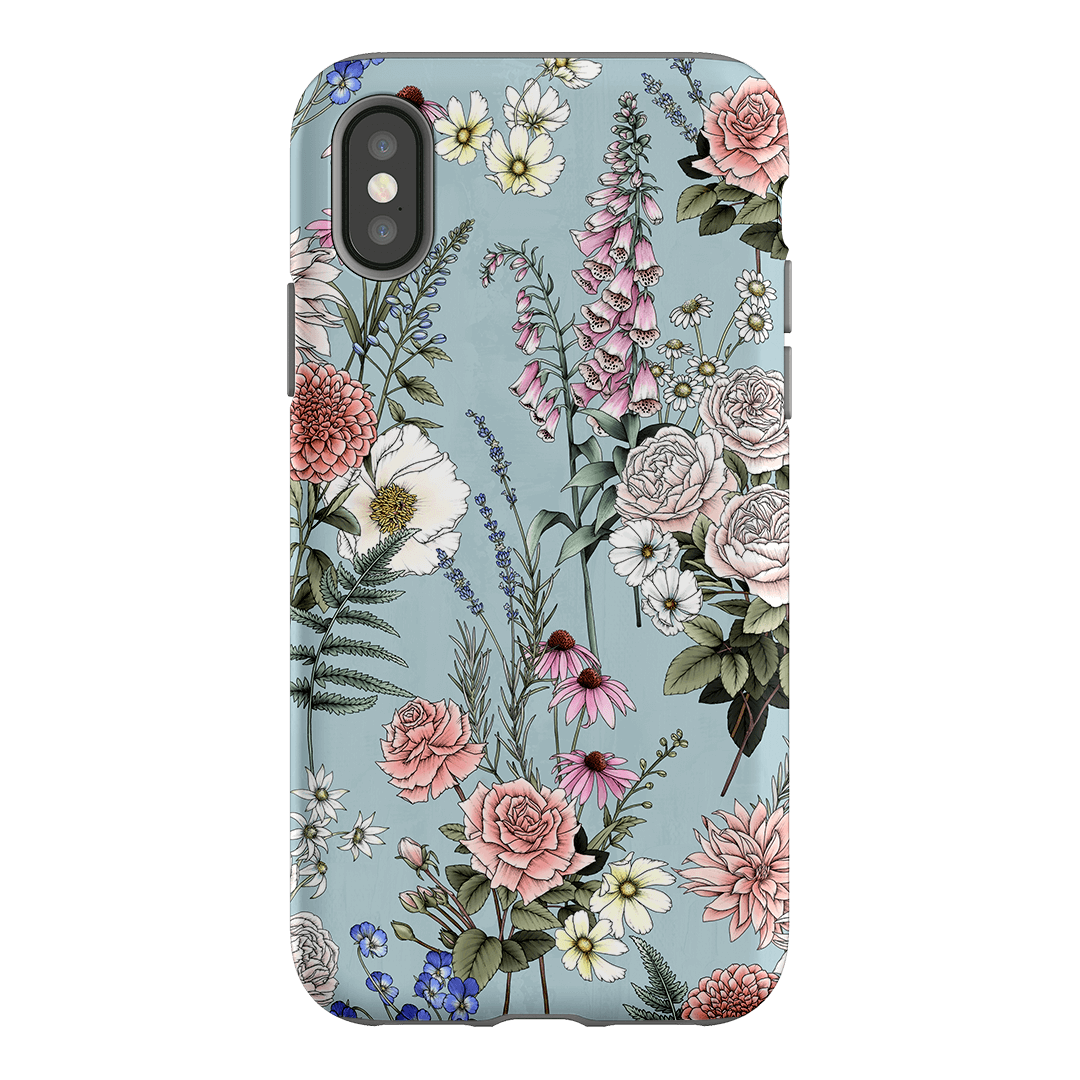 Garden Party Blue Printed Phone Cases iPhone XS / Armoured by Typoflora - The Dairy