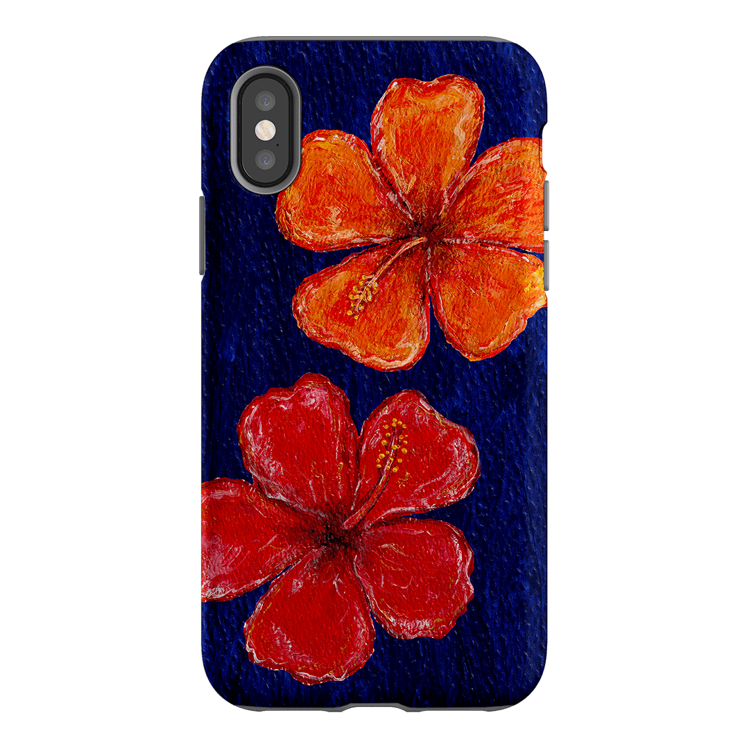 Hibiscus Flower Deep Blue Printed Phone Cases iPhone XS / Armoured by BG. Studio - The Dairy
