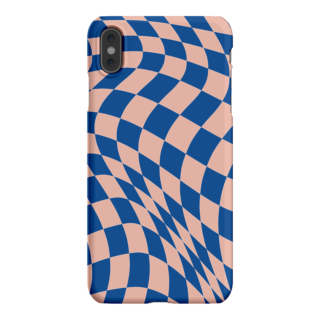 Wavy Check Cobalt on Blush Matte Case Matte Phone Cases iPhone XS Max / Snap by The Dairy - The Dairy