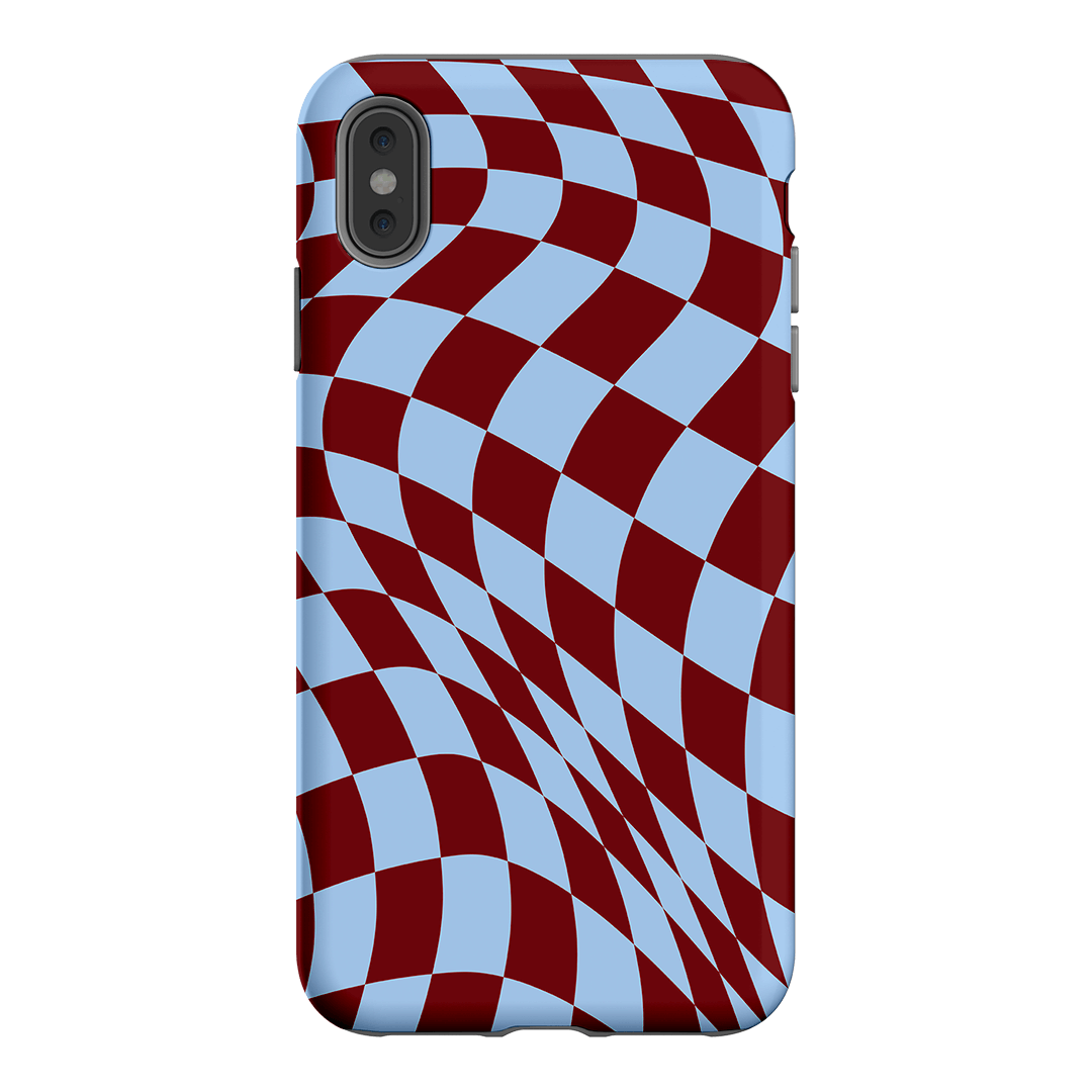 Wavy Check Sky on Maroon Matte Case Matte Phone Cases iPhone XS Max / Armoured by The Dairy - The Dairy