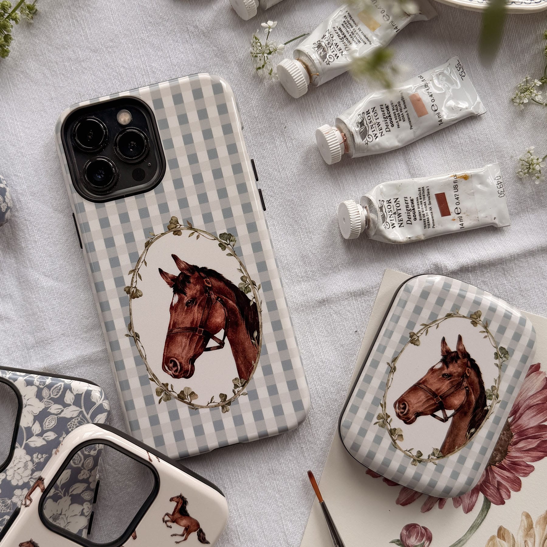 Gingham Horse Printed Phone Cases by Kasiags Art - The Dairy