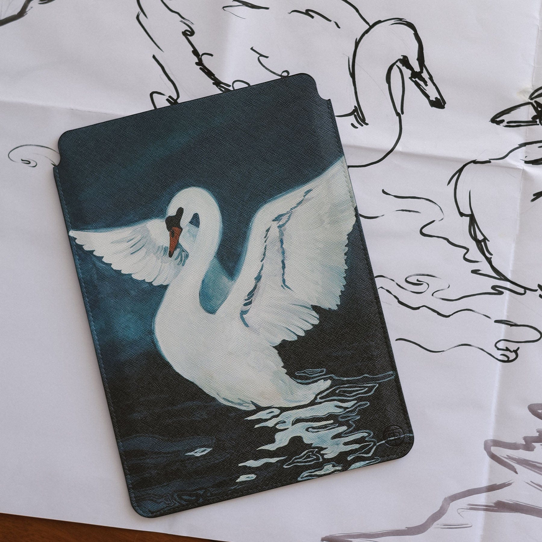 Midnight Swan Laptop & iPad Sleeve Laptop & Tablet Sleeve by Lisa Hu - The Dairy