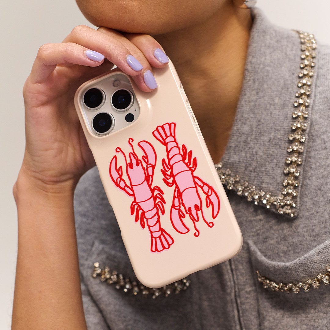 Lobster Love Peach Printed Phone Cases by The Dairy - The Dairy