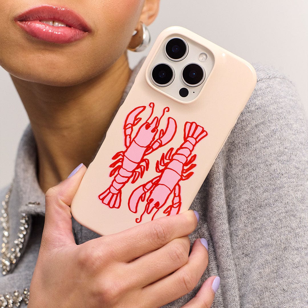 Lobster Love Peach Printed Phone Cases by The Dairy - The Dairy