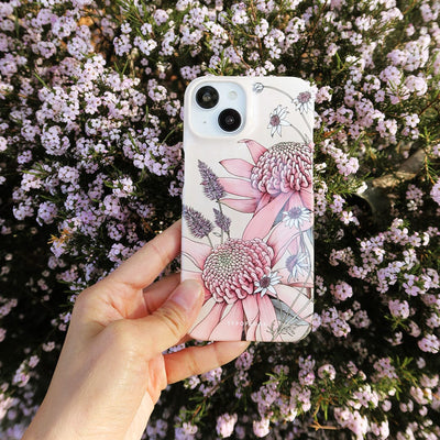 Pink Waratah Printed Phone Cases iPhone 16 / Armoured by Typoflora - The Dairy