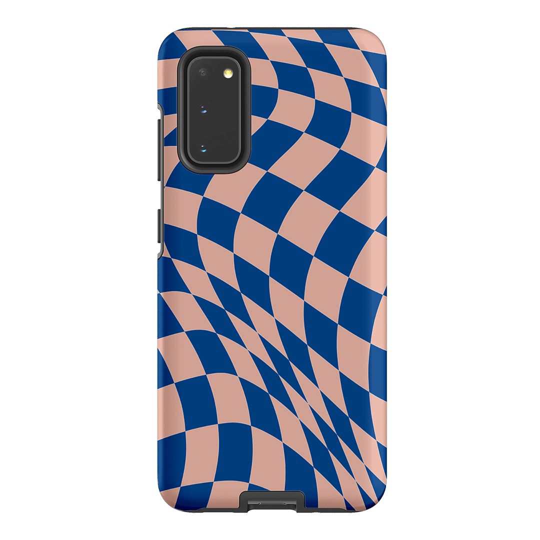 Wavy Check Cobalt on Blush Matte Case Matte Phone Cases Samsung Galaxy S20 / Armoured by The Dairy - The Dairy