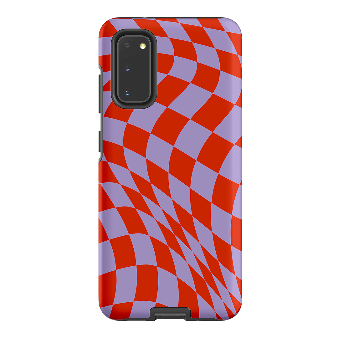 Wavy Check Scarlet on Lilac Matte Case Matte Phone Cases Samsung Galaxy S20 / Armoured by The Dairy - The Dairy