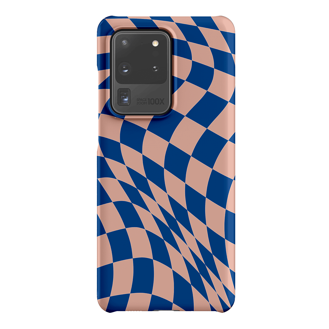 Wavy Check Cobalt on Blush Matte Case Matte Phone Cases Samsung Galaxy S20 Ultra / Snap by The Dairy - The Dairy