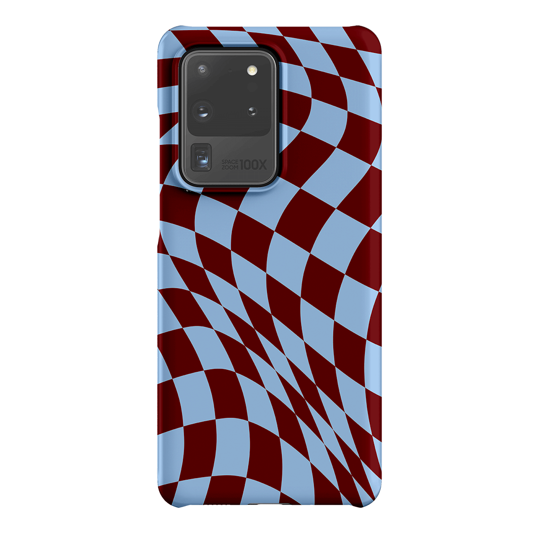 Wavy Check Sky on Maroon Matte Case Matte Phone Cases Samsung Galaxy S20 Ultra / Snap by The Dairy - The Dairy