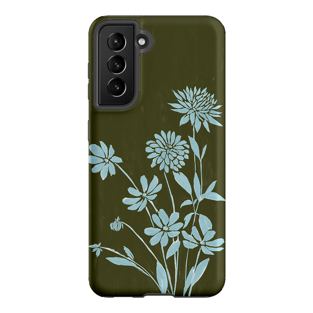 Dahlia Khaki Printed Phone Cases Samsung Galaxy S21 / Armoured by Typoflora - The Dairy