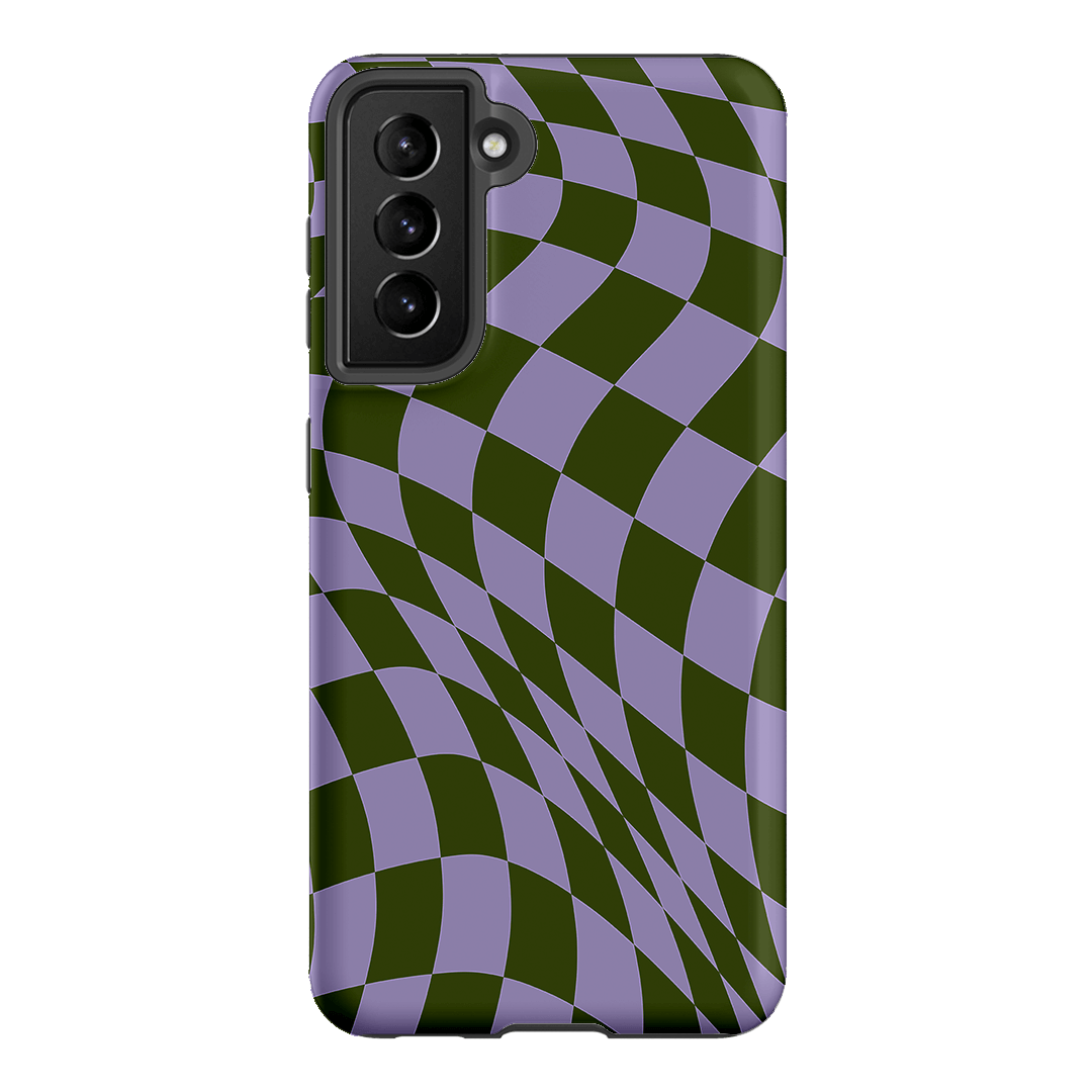 Wavy Check Forest on Lilac Matte Case Matte Phone Cases Samsung Galaxy S21 / Armoured by The Dairy - The Dairy