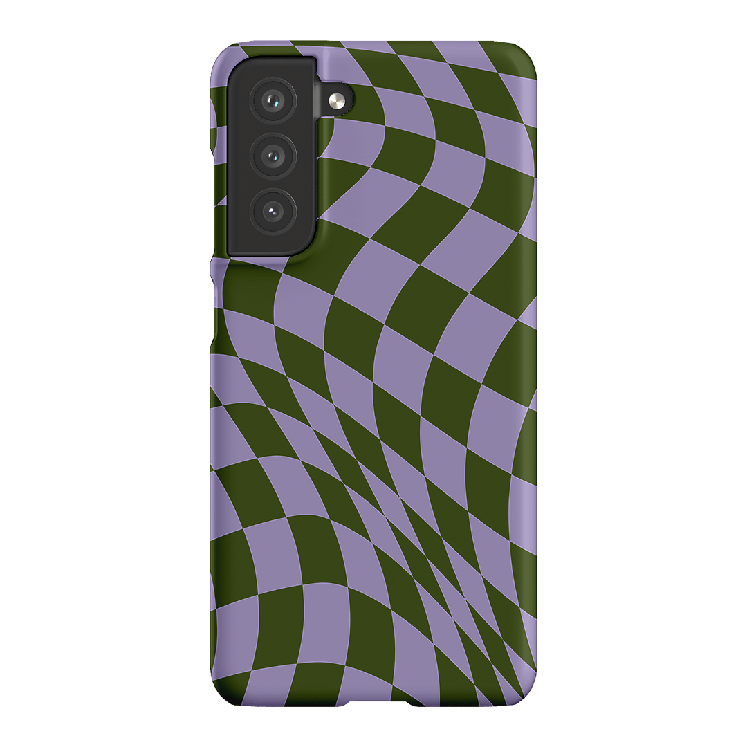 Wavy Check Forest on Lilac Matte Case Matte Phone Cases Samsung Galaxy S21 FE / Snap by The Dairy - The Dairy