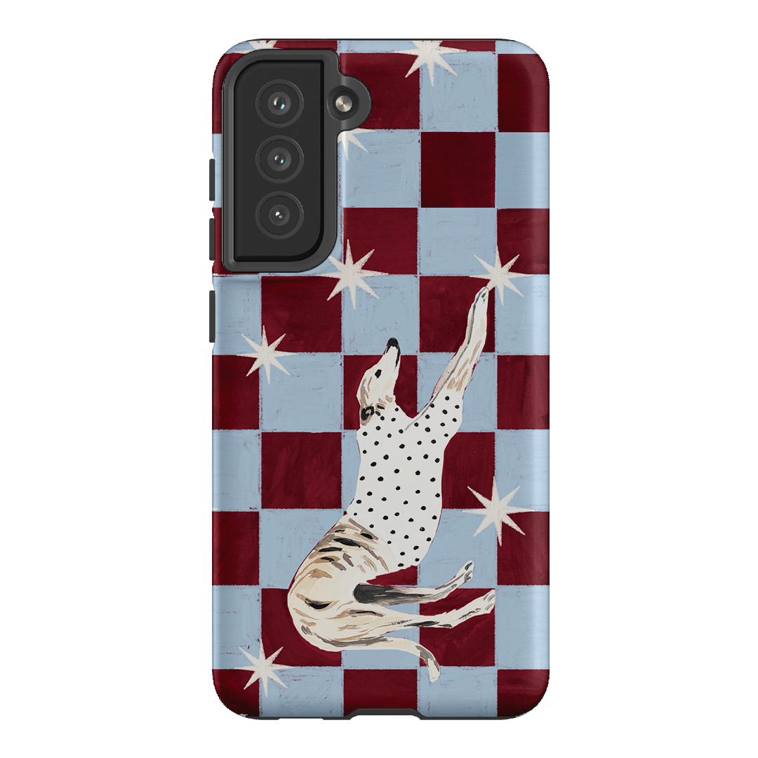 Check Greyhound Blue Printed Phone Cases Samsung Galaxy S21 FE / Armoured by Lisa Hu - The Dairy