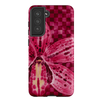 Check Orchid Printed Phone Cases Samsung Galaxy S21 FE / Armoured by Sally Hungerford - The Dairy